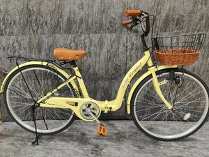 【訳ありアウトレット品】26インチ折り畳み自転車　シティサイクル　シグルギア　アイボリー【SK3460】