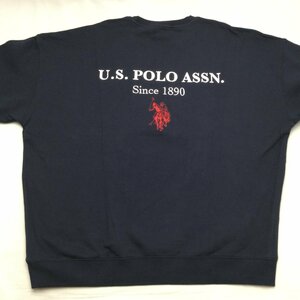 【送料無料】【新品】US.POLO.ASSN　メンズ裏起毛トレーナー（コットン100％ ゆったりタイプ）　　L　　ネイビー★23336