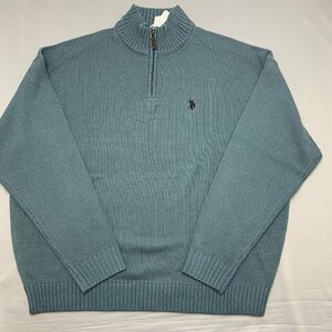 【送料無料】【新品】US.POLO.ASSN　メンズハーフジップセーター（ハイネック ゆったりタイプ）　　S　　サックス★23417