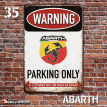 35 ブリキ看板 20×30㎝ ABARTH PARKING ONLY アバルト ガレージ スチール アンティーク アメリカンインテリア 世田谷ベース_画像2