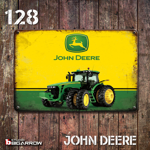 128 ブリキ看板 20×30㎝ JOHN DEERE ジョンディア トラクター ガレージ スチール アンティーク アメリカンインテリア 世田谷ベース