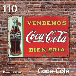 110 ブリキ看板 20×30㎝ Coca-Cola コカ・コーラ ガレージ スチール アンティーク アメリカンインテリア 世田谷ベース
