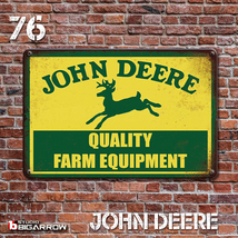 76 ブリキ看板 20×30㎝ JOHN DEERE ジョンディア トラクター ガレージ スチール アンティーク アメリカンインテリア 世田谷ベース_画像2