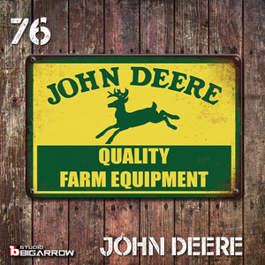 76 ブリキ看板 20×30㎝ JOHN DEERE ジョンディア トラクター ガレージ スチール アンティーク アメリカンインテリア 世田谷ベース