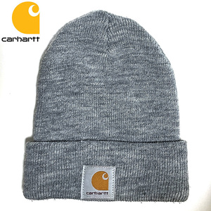 送料無料 CARHARTT カーハート ニットキャップ グレー USA製 無地 ロゴ 帽子 ワッチ キャップ ストリート アメカジ ミリタリー