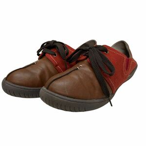 BB288 mozmoz lady's walking shoes race up shoes L 23.5cm ~24cm dark red Brown 