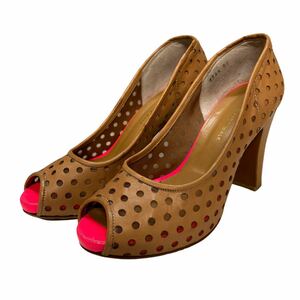 BB450 tsumori chisato walk Tsumori Chisato walk lady's open tu pumps 23cm Camel leather original leather made in Japan 