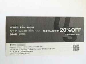 最新 上野商会 20%割引 1-4枚 / TSI 株主優待券 AVIREX B'2nd BEAVER 他