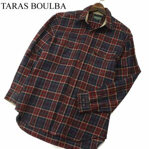 TARAS BOULBA タラスブルバ ウール100％★ 長袖 ワーク チェック ネル シャツ Sz.O　メンズ 大きいサイズ アウトドア　A3T13903_B#B