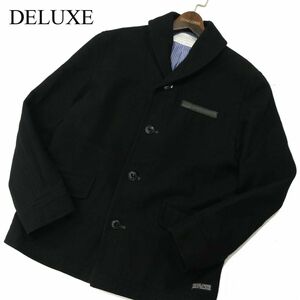 Deluxe Clothing デラックス クロージング 【JEREMY】 秋冬 メルトン ウール★ジャケット コート Sz.L　メンズ 黒 日本製　A3T13908_B#N