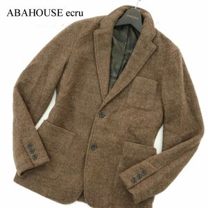 ABAHOUSE ecru アバハウス エクリュ 秋冬 ウール混★ 裏地カモフラ柄 アンコン テーラード ジャケット Sz.2　メンズ　A3T13883_B#N