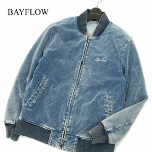 BAYFLOW ベイフロー 秋冬 USED加工★ 刺繍 ジップアップ デニム 中綿 ブルゾン ジャケット Sz.2　メンズ　A3T13881_B#N