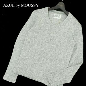 【新品 未使用】 AZUL by MOUSSY アズール マウジー OXYTEX HOT★ ウール混 Vネック ニット セーター Sz.S　メンズ グレー　A3T13866_B#K