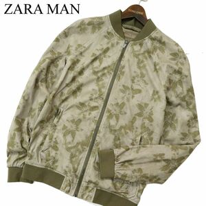 ZARA MAN ザラ マン 秋冬 花柄 フラワー 総柄★ 裏地メッシュ フェイク スウェード ブルゾン ジャケット Sz.M　メンズ　A3T14031_B#N