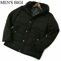 MEN'S BIGI メンズビギ 秋冬 フード収納★ ボリュームネック ウール ダウン ジャケット Sz.M　メンズ 黒　A3T14259_B#N_画像1