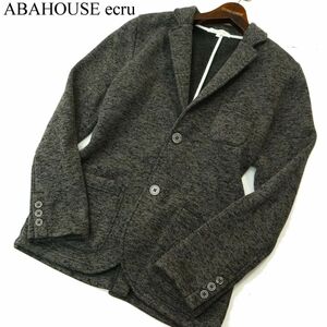 ABAHOUSE ecru アバハウス エクリュ 秋冬 裏起毛★ メランジ ニット テーラード ジャケット Sz.3　メンズ グレー　A3T14134_B#N