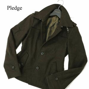 Pledge プレッジ 秋冬 アンゴラ カシミヤ混★ ウール ミリタリー シングル ジャケット Sz.48　メンズ 日本製　A3T14168_B#N