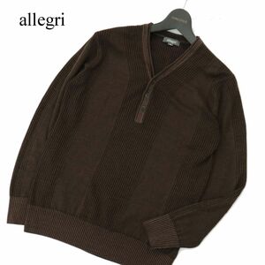 allegri アレグリ 秋冬 ウール★ ヘンリーネック ストライプ ニット セーター Sz.46　メンズ　A3T14186_B#K