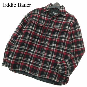 Eddie Bauer エディーバウアー 中綿入り★ ウール 長袖 チェック ネル シャツ ジャケット Sz.M　メンズ アウトドア　A3T14368_B#B