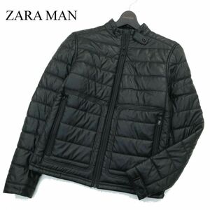 ZARA MAN ザラ マン 秋冬 中綿★ シングル ライダース ジャケット ブルゾン Sz.S　メンズ 黒　A3T14376_B#N