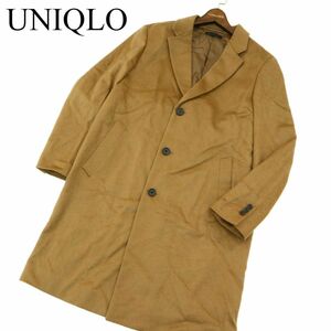 美品 21AW★ UNIQLO ユニクロ 秋冬 ウール カシミヤ チェスター コート Sz.M　メンズ キャメル　A3T14408_C#N