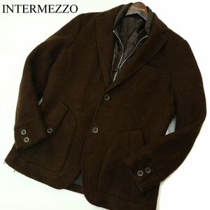 INTERMEZZO インターメッツォ レナウン ダウン ライナー★ ウール モヘヤ混 レイヤード テーラード ジャケット Sz.L　メンズ　A3T14475_C#N