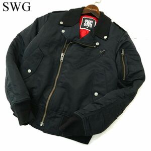 SWG スワッガー 秋冬 中綿★ ダブル ライダース MA-1 フライト ジャケット ブルゾン Sz.M　メンズ 黒 日本製　A3T14293_B#N