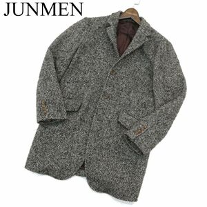 JUNMEN ジュンメン 秋冬 ウール ツイード★ ヘリンボーン柄 シングル ジャケット コート Sz.S　メンズ　A3T14519_C#N