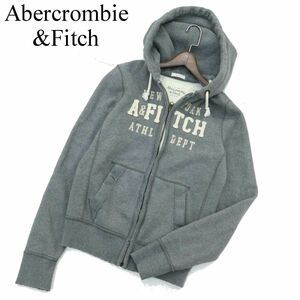 Abercrombie&Fitch アバクロンビー＆フィッチ ダメージ加工★ 裏起毛 スウェット ジップアップ パーカー Sz.S　メンズ 灰　A3T14502_C#N