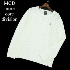 MCD more core division エムシーディー 秋冬 刺繍★ アラン編み クルーネック ニット セーター Sz.L　メンズ 白　A3T14776_C#K