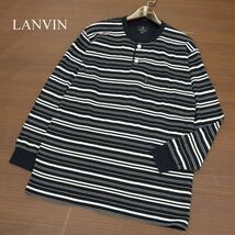 LANVIN COLLECTION ランバン コレクション 通年 ボーダー★ 長袖 ヘンリーネック カットソー トレーナー Sz.M　メンズ　A3T14734_C#F_画像1