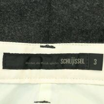 美品★ SCHLUSSEL シュリセル 秋冬 カシミヤ混★ ウール スリム パンツ Sz.3　メンズ グレー 日本製　A3B05623_C#Q_画像7