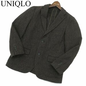 UNIQLO ユニクロ 秋冬 ウール★ ツイード ヘリンボーン アンコン テーラード ジャケット Sz.S　メンズ　A3T14786_C#N