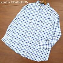 【新品 未使用】 Kent in TRADITION ケント 通年 長袖 ボタンダウン チェック シャツ Sz.3L　メンズ 大きいサイズ 特大　A3T14997_C#C_画像1