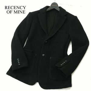 RECENCY OF MINE アバハウス 秋冬 ウール混★ ニット アンコン テーラード ジャケット Sz.46　メンズ 黒 日本製　A3T15088_C#N