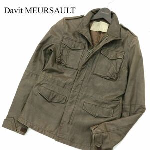 Davit MEURSAULT ダヴィットモルソー 山羊革★ ゴート レザー ミリタリー フィールド ジャケット ブルゾン Sz.S～M位 メンズ　A3T15148_C#N