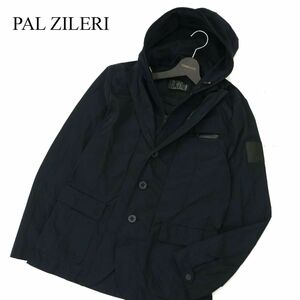 Lab. PAL ZILERI パルジレリ 通年 パーカー レイヤード風★ ジャケット Sz.46　メンズ ネイビー 日本製　A3T15179_C#O