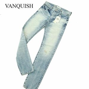 【新品 未使用】 VANQUISH ヴァンキッシュ 汚し&USED加工 スキニー デニム パンツ ジーンズ Sz.28　メンズ　A3B05769_C#R