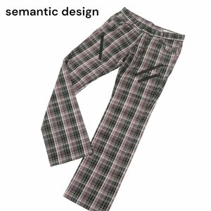 semantic design セマンティック デザイン ジップ★ チェック ストレッチ スリム ワーク パンツ Sz.M　メンズ 日本製　A3B05749_C#R