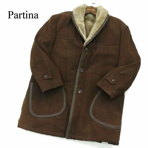 Partina パルティーナ 秋冬 裏ボア★ 本革 リアル ムートン ショールカラー コート Sz.L　メンズ　A3T15242_C#N