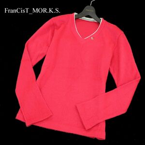 美品★ FranCisT_MOR.K.S. フランシストモークス スカル スワロ★ レイヤード風 ウール混 ニット セーター Sz.3　メンズ　A3T15312_C#K