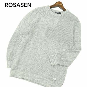 ROSASEN ロサーセン 通年 パネル切替★ コットン ニット セーター Sz.L　メンズ グレー ゴルフ　A3T15302_C#L