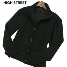 21AW★ HIGH STREET ハイストリート 秋冬 立体 総柄 長袖 スタンドカラー シャツ ジャケット Sz.M　メンズ 黒　A3T15299_C#N_画像1