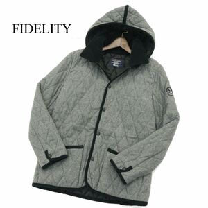 FIDELITY フィデリティ 秋冬 ウール ツイード★ 中綿 キルティング ジャケット コート Sz.M　メンズ　A3T15247_C#N