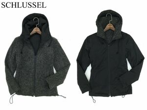 SCHLUSSEL シュリセル 秋冬 2way リバーシブル★ ジップアップ フーディー パーカー Sz.2　メンズ 黒×灰　A3T14661_C#N