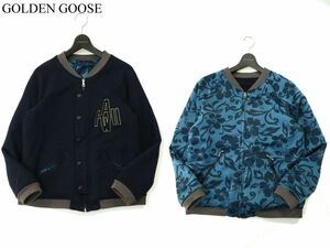 イタリア製★ GOLDEN GOOSE ゴールデングース 通年 2way リバーシブル 花柄 ジャケット ブルゾン Sz.S　メンズ ネイビー　A3T15128_C#O