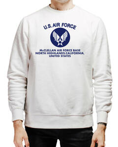 【8oz トレーナー】【LARGE】【AIR FORCE】【ホワイト-紺】【GILDAN男女兼用】【STCK.】]【ST/【新品.】]【N