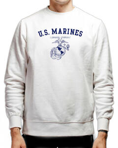 【8oz トレーナー】【M】【U.S.MARINES AR【ホワイト-紺】MEDIUM GILDAN男女兼用 売