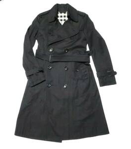 トレンチコート◆バーバリーブラックレーベル　BURBERRY BLACK LABEL◆黒　42　チェック柄　アウター　ベルト付き