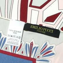 スカーフ◆エミリオプッチ　EMILIO PUCCI◆プッチ柄　ブルー　カラフル　大判　シルク　送料２３０円_画像8